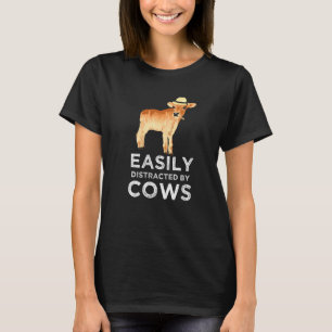 Koe voor vrouwen meisjes schattig gemakkelijk afge t-shirt