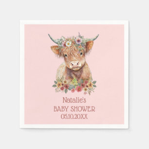 Koe waterverf Baby shower Cute Pink Servet