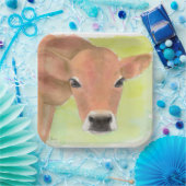 Koe waterverf papieren bordje (Feest)