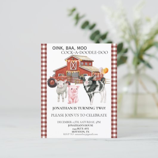 Koe Waterverf van het Boerderij op de geboorte Pi (Staand voorkant)