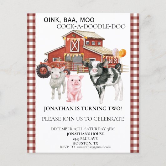 Koe Waterverf van het Boerderij op de geboorte Pi (Voorkant)