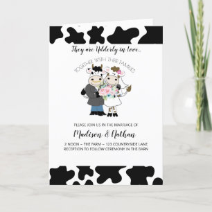 Koe Wedding Udderly in Love Folded Invite Kaart