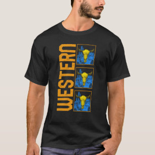 Koe Western Koe Schedels Cactus Vintage Azteekse K T-shirt