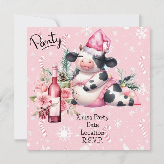 Koe Yoga Roze Kerstdecoratie Kaart (Voorkant)