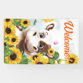 Koe Zonnebloem Boerderij Welkom Spandoek (Horizontaal)
