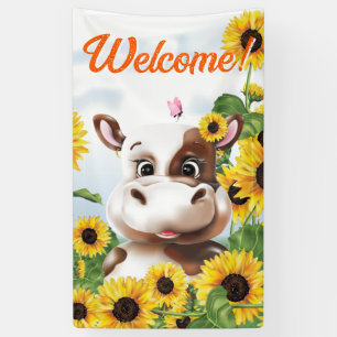 Koe Zonnebloem Boerderij Welkom Spandoek