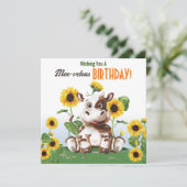 Koe Zonnebloem Kinderen van Birthday (Staand voorkant)