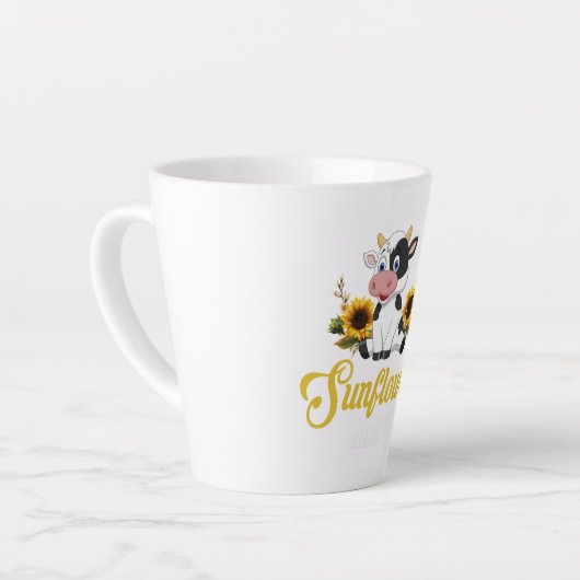 Koe zonnebloemen latte mok (Linkerhoek)