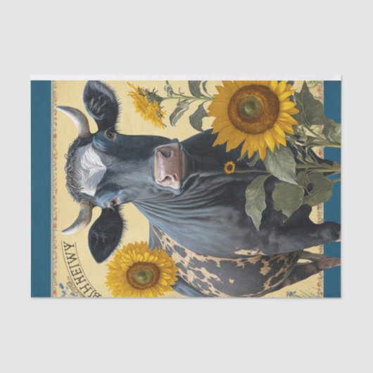 Koe zonnebloemen tissuepapier (Voorkant)