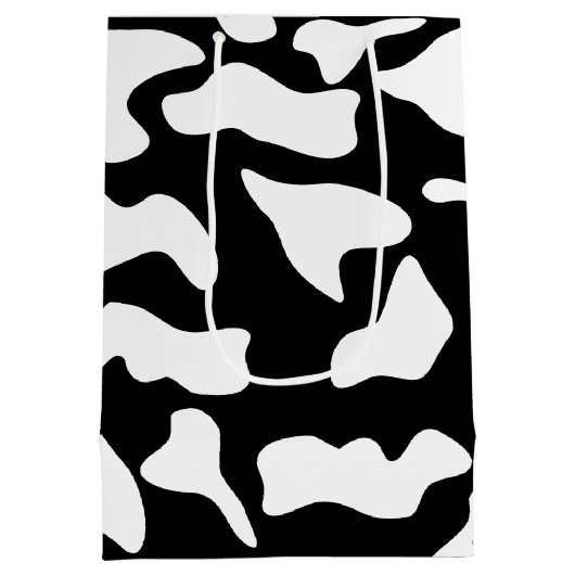 Koe zwart afdrukken wit medium cadeauzakje (Achterkant)