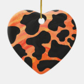 Koe, zwart en Oranje afdrukken Keramisch Ornament (Achterkant)