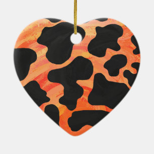 Koe, zwart en Oranje afdrukken Keramisch Ornament