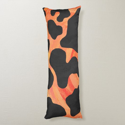 Koe, zwart en Oranje afdrukken Lichaamskussen (Achterkant (Verticaal))