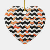 Koe, zwart en Oranje, Chevron Print Keramisch Ornament (Achterkant)