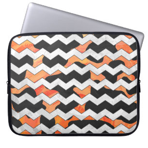 Koe, zwart en Oranje, Chevron Print Laptop Sleeve