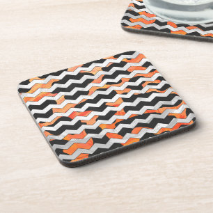 Koe, zwart en Oranje, Chevron Print Onderzetter