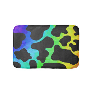Koe, zwart en regenboog afdrukken badmat