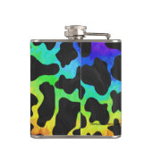 Koe, zwart en regenboog afdrukken heupfles (Achterkant)