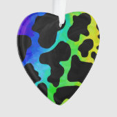 Koe, zwart en regenboog afdrukken ornament (voorkant)