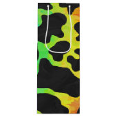 Koe, zwart en regenboog afdrukken wijn cadeautas (Voorkant)