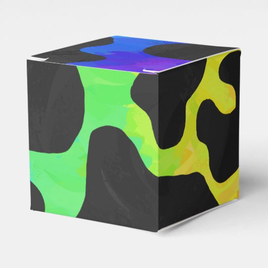 Koe zwart en regenboogschenken bedankdoosjes (Voorkant Zijde)