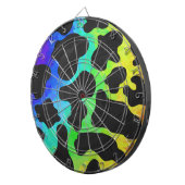 Koe zwart en regenboogschenken dartbord (Voorkant Rechts)