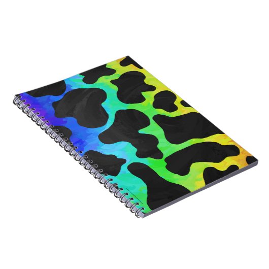 Koe zwart en regenboogschenken notitieboek (Rechterzijde)