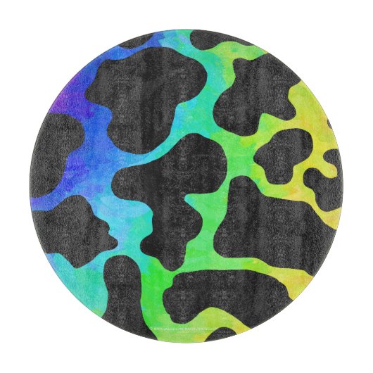 Koe zwart en regenboogschenken snijplank (Voorkant)