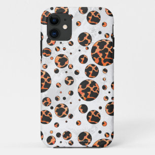Koe zwart-Oranje poladot afdrukken iPhone 11 Hoesje
