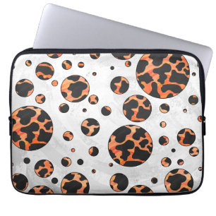 Koe zwart-Oranje poladot afdrukken Laptop Sleeve