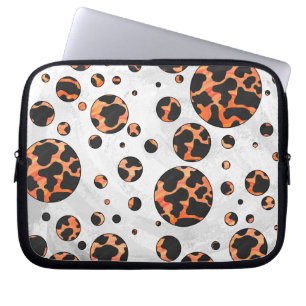 Koe zwart-Oranje poladot afdrukken Laptop Sleeve