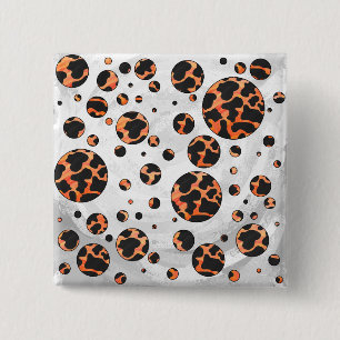 Koe zwart-Oranje poladot afdrukken Vierkante Button 5,1 Cm