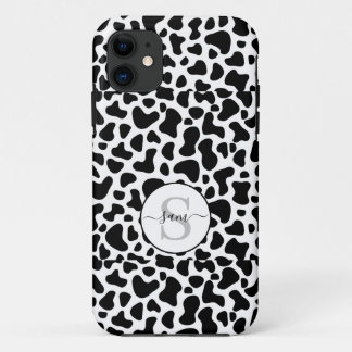 Koe zwart wit monogram iPhone 11 hoesje