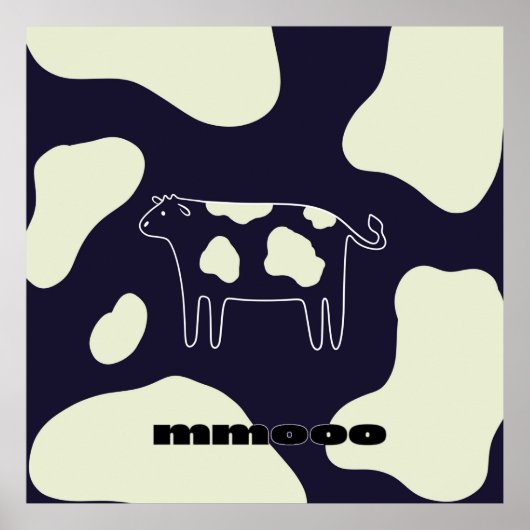 Koe zwart-wit poster (Voorkant)