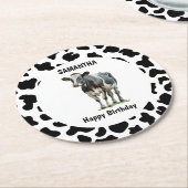 Koe Zwart-wit Ronde Kartonnen Onderzetter (Gebogen)
