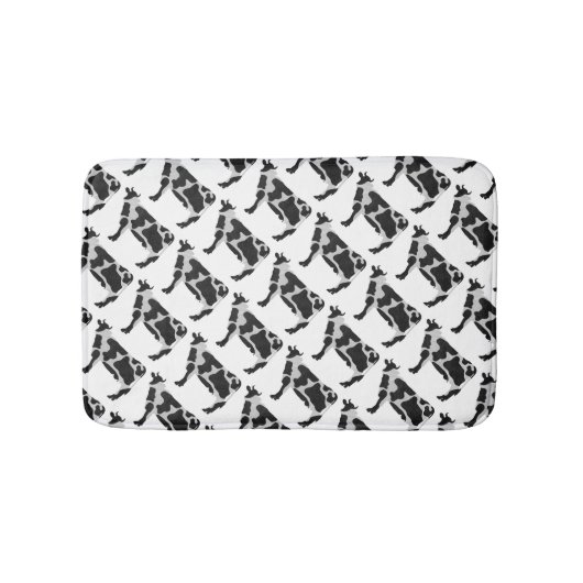 Koe zwart-wit Silhouette Badmat (Voorkant)