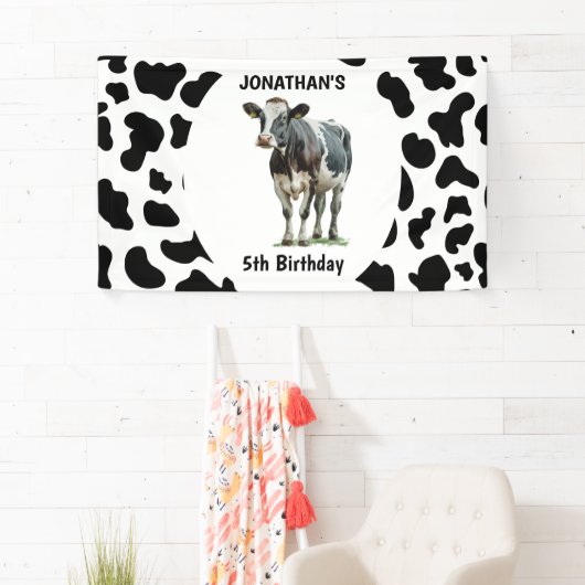 Koe Zwart-wit Spandoek (Insitu)