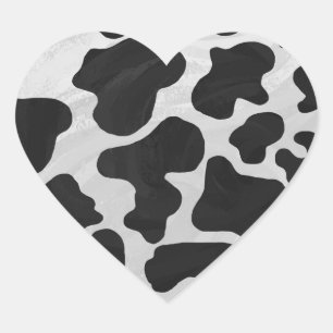 Koe zwart-witafdrukken hart sticker