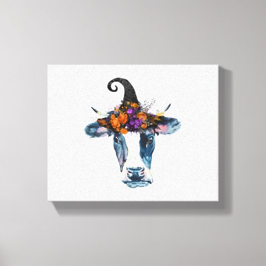 Koe zwarte witte halloween witch canvas afdruk (Voorkant)