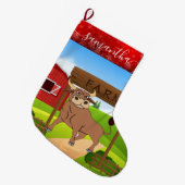 Koeboerderij stier Kerst Sock Grote Kerstsok (Voorkant (Hangend))