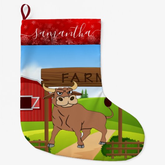 Koeboerderij stier Kerst Sock Grote Kerstsok (Voorkant)