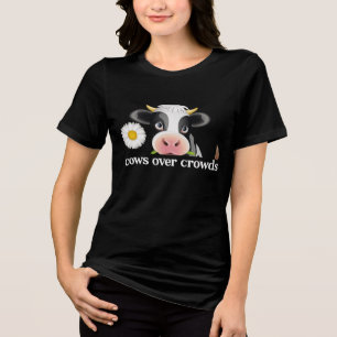 Koeien Boven Menigten Minimalistisch Westers Sloga Tri-Blend Shirt