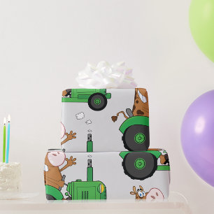 Koeien die een trekker besturen cadeaupapier