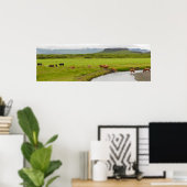 Koeien en Eldborg Crater IJsland Poster (Thuiskantoor)