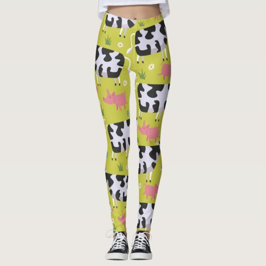 Koeien- en varkenspatroon leggings (Voorkant)