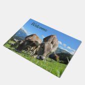 Koeien Grazing Mountains Blue Sky Welcom Deurmat (Schuin)