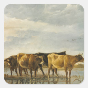Koeien in de Aelbert Cuyp Vierkante Sticker
