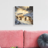 Koeien in de mist canvas afdruk (Insitu (Woonkamer))