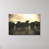 Koeien in de wei - Sepia Tone Canvas Afdruk (Voorkant)