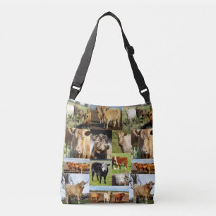 koeien in een fotocollage, crossbody tas